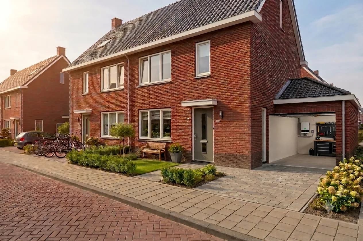 Nederlandse woning met een thuisbatterij in de garage